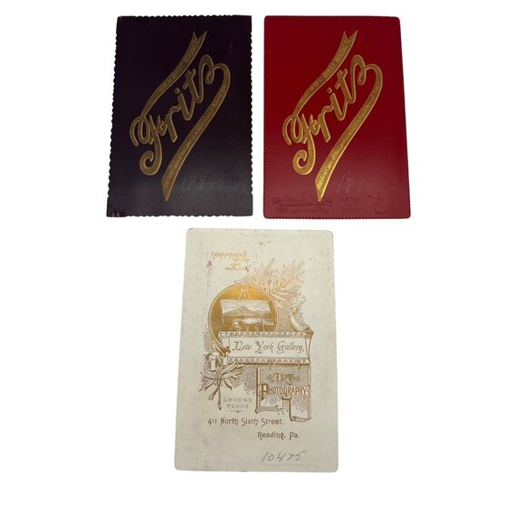 Lot of 3 Antique Cabinet Cards 1880s–1890s Reading PA JA Fritz New York Gallery - Picture 2 of 5